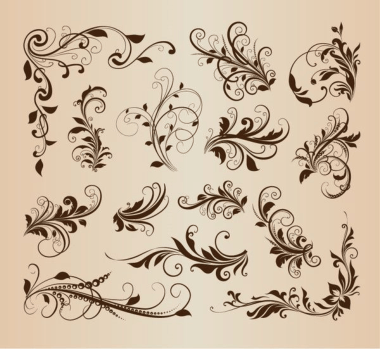 Vintage Swirl Floral Ornament Design Vector Set Free Vector, Free Vectors File