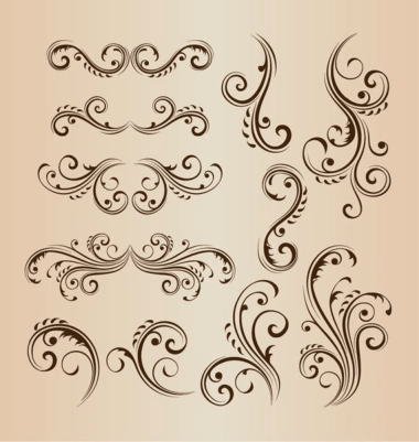 Vintage Swirl Floral Design Vector Set Free Vector, Free Vectors File