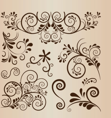 Floral Swirl Decoration Vector Element Collection Free Vector Eps, Free Vectors File