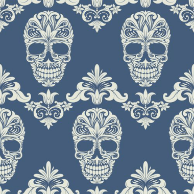 Floral With Skull Vector Seamless Pattern Free EPS Vector, Free Vectors File