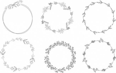 Floral Wreath Design Elements Black White Circles Sketch Free EPS Vector, Free Vectors File