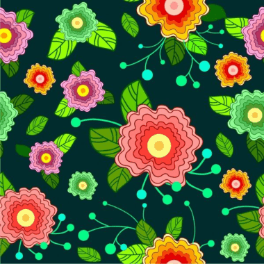 Flowers Pattern Design Various Colorful Floral Free EPS Vector, Free Vectors File