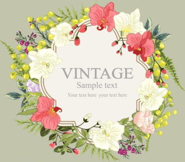 Flowers Wreath Background Multicolored Various Floral Icons Free EPS Vector, Free Vectors File