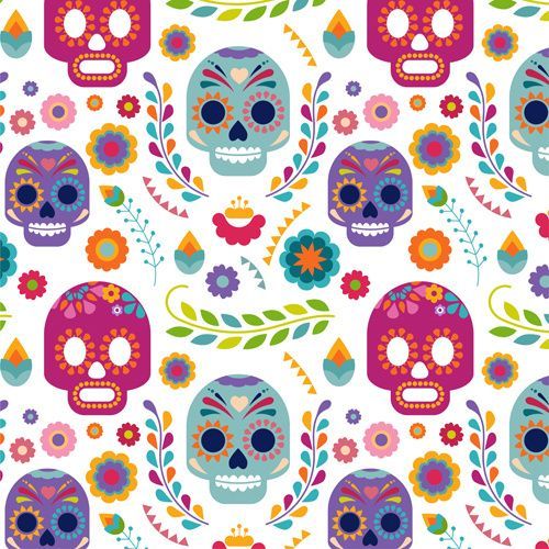 Floral With Skull Vector Seamless Pattern Free EPS Vector Free Vectors