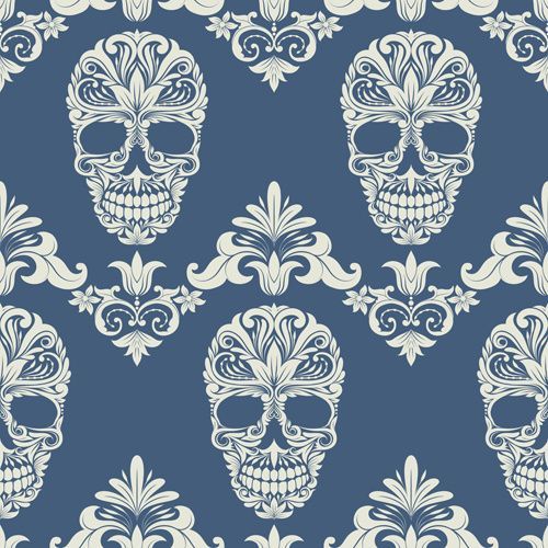 Floral With Skull Vector Seamless Pattern Free EPS Vector Free Vectors